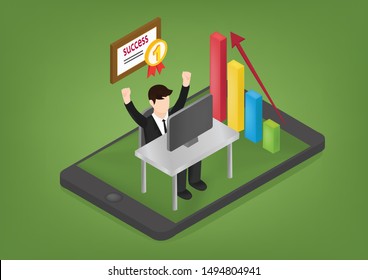 Successful business people display graph