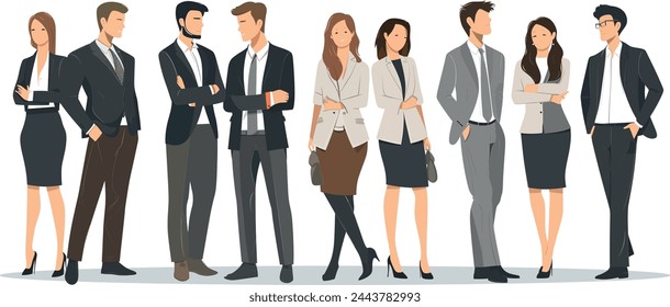 Successful business people facing forward with confident postures