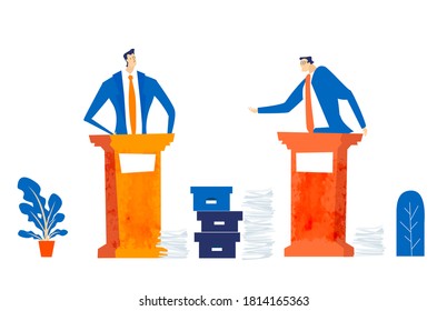 Successful business people having a meeting. Deal negotiation, discussing a project, developing new business. Business concept illustration 