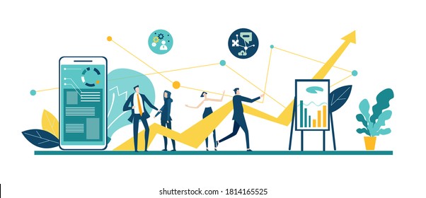 Successful business people having a meeting. Deal negotiation, discussing a project, developing new business and support. Business concept illustration 