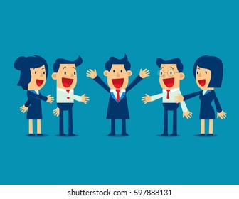 Successful business people with business team. Concept business vector