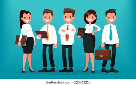 Successful business people. The team of entrepreneurs. Vector illustration in  flat style