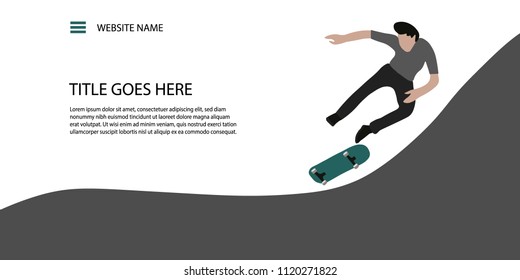 Successful Business with Skating skill in air Web Page Slider Banner Template