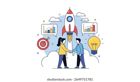 Empreendimento bem-sucedido de start-ups de negócios com colaboração em equipe e estratégias de crescimento visando o sucesso financeiro