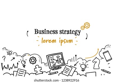 successful business strategy concept sketch doodle horizontal isolated copy space