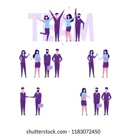 Successful business team celebrating the victory. Group of Colleague, office workers or businessmen working. Vector illustration
