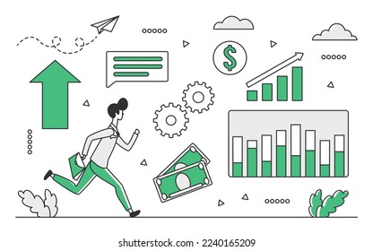 Successful business team leader. Leadership skill, effective management vector monocolor illustration