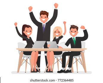 Successful business team led by a leader. Vector illustration in a flat style