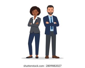 Successful Business Team Standing Back to Back Vector Illustration