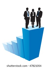 Successful business team is standing on a large graph