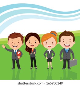 Successful business team. Vector illustration of Young attractive business team or Leadership team happy standing in line. Showing Successful background.