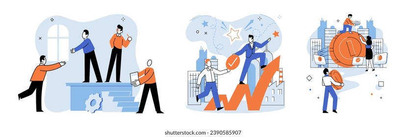 Successful business. Vector illustration. Collaboration leads to successful partnership agreements Discussion and professional input enhances strategy development Effective management fosters