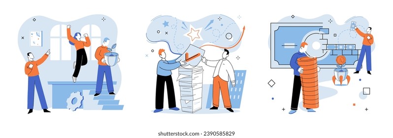 Successful business. Vector illustration. Effective management fosters collaboration and innovation Cooperation among team members leads to success Solution-oriented discussions drive progress