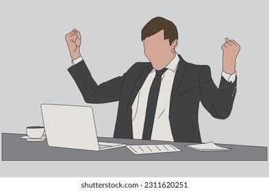 Successful business  Vector illustration in a flat-style person with a laptop