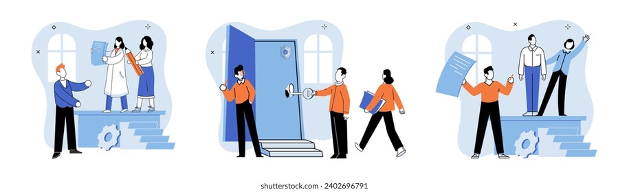 Successful business. Vector illustration. A successful business implements effective marketing strategies Leadership plays key role in corporate success Successful teamwork relies on open Successful