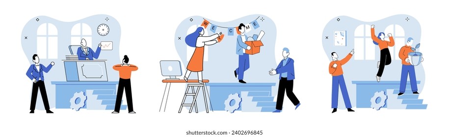 Successful business. Vector illustration. Support from partners, colleagues, and stakeholders is instrumental in reaching goals A successful business excels in marketing strategies and customer
