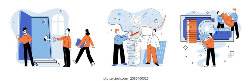 Successful business. Vector illustration. A supportive community fosters connection and friendship Solutions are reached through collaboration and brainstorming Employment in well-managed organization