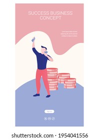 Successful business web page template flat design