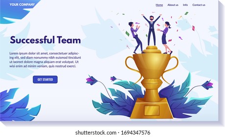 Successful business website concept, set of vector illustrations. Business project, teamwork and company strategy presentation. Creative concept for businesspeople landing page, corporate website