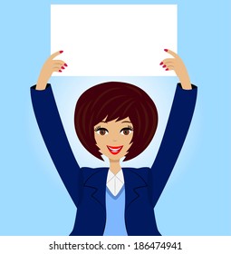successful business woman with a clean table in hands, vector illustration