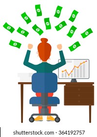 Successful business woman with money.