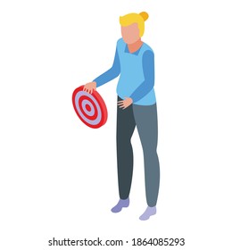 Successful business woman target icon. Isometric of successful business woman target vector icon for web design isolated on white background