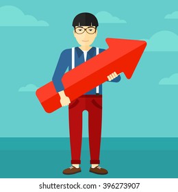 Successful businessman with arrow up.