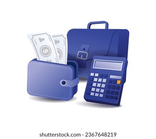 Successful businessman bag concept flat illustration
