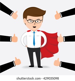 Successful Businessman with best thumbs up hands, Business Concept