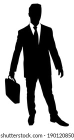 successful businessman with briefcase, vector
