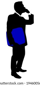successful businessman with briefcase, vector