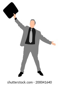 successful businessman with briefcase, vector