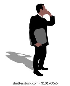 successful businessman with briefcase, vector 