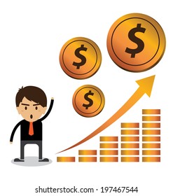 successful and businessman with a chart going up