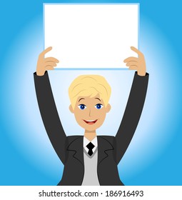 successful businessman with a clean table in hands, vector illustration