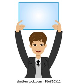 successful businessman with a clean table in hands, vector illustration
