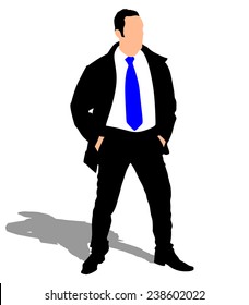 Successful businessman in coat, vector 