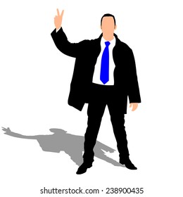 Successful businessman in coat, vector 