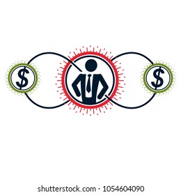 Successful Businessman creative logo, vector conceptual symbol isolated on white background. Special and unique sign.