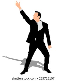 Successful businessman dancing, vector 