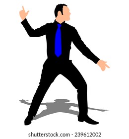 Successful businessman dancing, vector