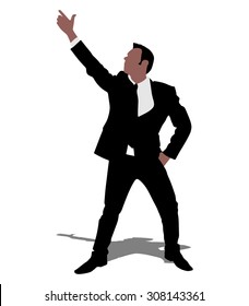 Successful businessman dancing, vector 