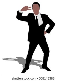 Successful businessman dancing, vector 