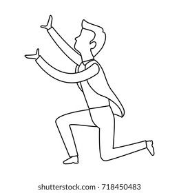 successful businessman declaiming avatar character