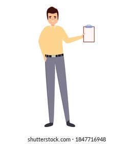 Successful businessman to do list icon. Cartoon of successful businessman to do list vector icon for web design isolated on white background