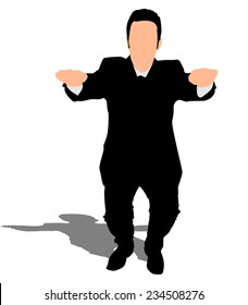 successful businessman doing squats, vector 