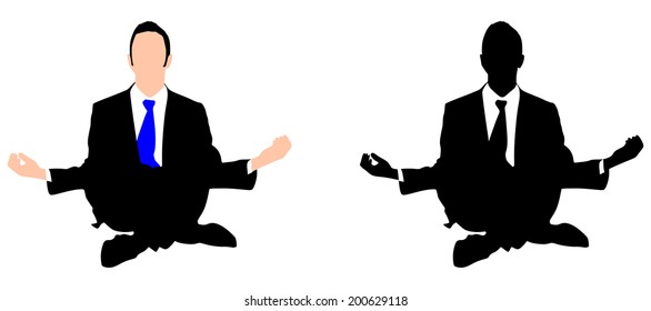 successful businessman doing yoga, vector 