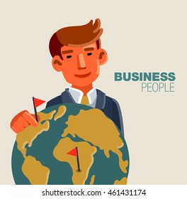 Successful businessman with Earth globe