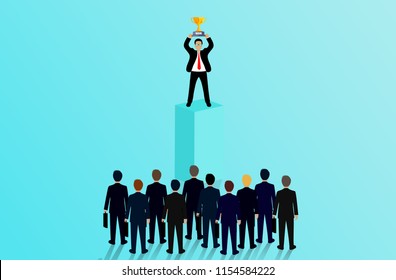 Successful businessman in finance business. With lots of competition. leadership concept. creative idea. vector illustration - Shutterstock ID 1154584222