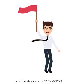Successful businessman with flag